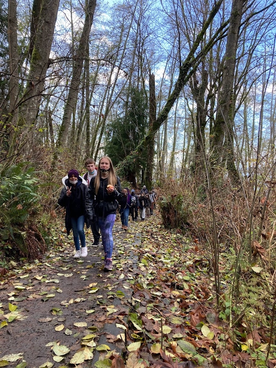 Youth hiking Seahurst Park Trails